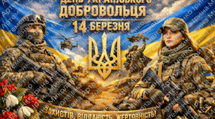 Патріотичний ПЛАКАТ  до Дня українського добровольця — 14 березня (розміри 2, 4, 8, 9, 15, 16, 18 арк А4)