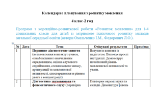 Календарне планування з розвитку мовлення  4 клас-2 год/тиж. на І та ІІ семестр - Затримка психічного розвитку -(ЛОГОПЕД)-----(можу зробити індивідуально за потребами пишіть в особисті)