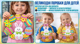 Великодні поробки для дітей: кошик із зайчиком та вінок із писанок (2 варіанти)