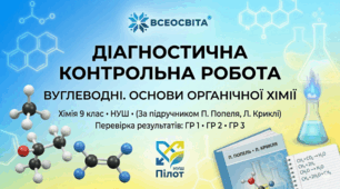 Діагностична контрольна робота з хімії для 9 класу (НУШ): «Основи органічної хімії. Вуглеводні.» (за підручником П. Попеля, Л. Криклі) три групи результатів + відповіді