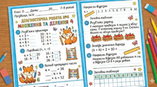 Діагностична робота №6  "Множення та ділення 4"  Математика 2 клас