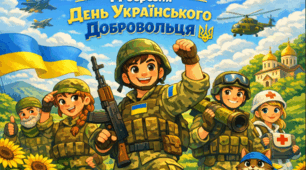 Плакат «14 березня — День українського добровольця»+розмальовки(велика та малі)