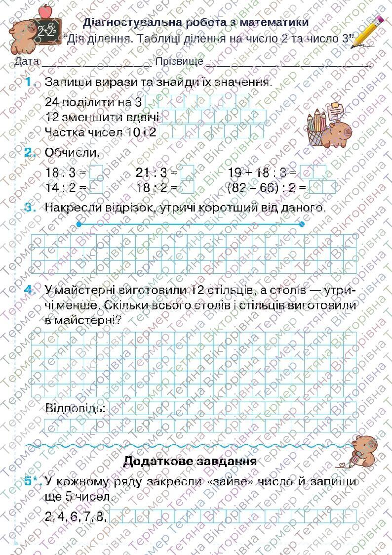 Діагностувальна робота з математики