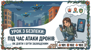 Урок безпеки під час атаки дронів, шахедів та артобстрілу. Академія безпеки: твій комікс-посібник із виживання