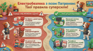 ⚡️ Електробезпека — це суперсила! Навчаємо молодших школярів разом із псом Патроном