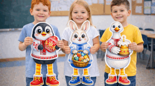 Набір великодніх аплікацій «Святкові звірята» 🐧🐰🪿🌷