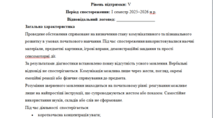 Моніторинг ДЛЯ ЛОГОПЕДА 1 клас 5 рівень 1 семестр - НЕМОВЛЕННЄВА(можу зробити індивідуально за потребами пишіть в особисті)