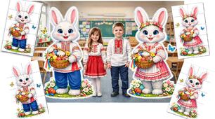 🐰 Великодня фотозона для школи або садочка 🐣 Ростова фігура: пасхальні зайці (хлопчик і дівчинка)