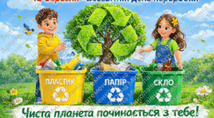 Плакат  до  Всесвітнього  дня  переробки сміття "Чиста планета починається з тебе!" (18 березня)