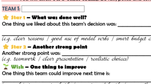 Peer Assessment Card "TWO STARS AND A WISH" | Teamwork Activity (ready-to-print)