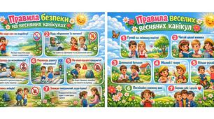 2 ПЛАКАТИ  «Правила безпеки на весняних канікулах»  та  «Правила веселих весняних канікул»