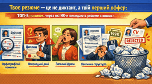 Твоє резюме — це не диктант, а твій перший оффер: ТОП-5 помилок, через які HR-и викидають резюме в кошик.