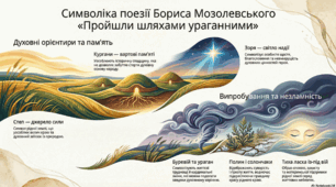 Символіка поезії Бориса Мозолевського "Пройшли шляхами ураганними" (інфографіка)