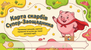 Карта скарбів Супер-Заощадника (день заощаджень, фінансова грамотність; презентація + інформаційні буклети)