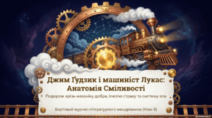 Образи Джима Ґудзика та машиніста Лукаса як позитивних героїв. Сміливість у боротьбі зі злом та насильством.