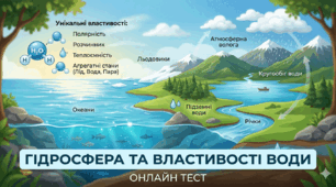 ПЕРЕВІРОЧНА РОБОТА: ГІДРОСФЕРА ТА ВЛАСТИВОСТІ ВОДИ