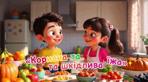 Анімований мультфільм "Корисна та шкідлива їжа"