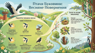 Детальний огляд пташиного світу Буковини у весняний період, охоплюючи як перелітних, так і осілих представників фауни.