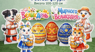 Меганабір ростових фігур до Великодня для оформлення фотозони 🌸🐣 4 тварини+ 3 писанки + 2 банера
