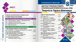 Діагностувальна робота №4 з української літератури, 8 клас (НУШ): «Спадщина Тараса Шевченка» (2 варіанти + відповіді)