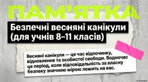 Пам'ятка: Безпечні весняні канікули (8-11 класи) (презентація)