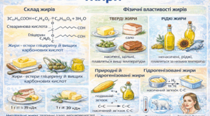 Жири. Склад жирів, фізичні властивості. Природні й гідрогенізовані жири. Біологічна роль жирів.
