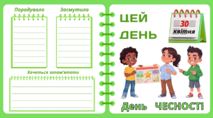 Рубрика "ЦЕЙ ДЕНЬ". 30 квітня - День   ЧЕСНОСТІ. "Комплект нашвидкуруч" для проведення тематичного дня у класі