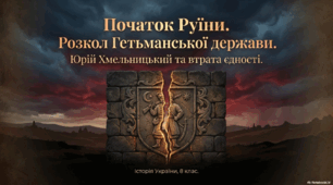 Презентація "Початок Руїни. Юрій Хмельницький. Розкол Гетьманської держави"