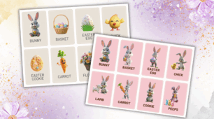 Flashcard Easter vocabulary with Bunny for kids