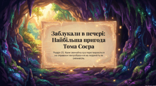 "Пригоди Тома Соєра" (Розділ 31 "Заблукали в печері"). Витівки та пригоди героїв