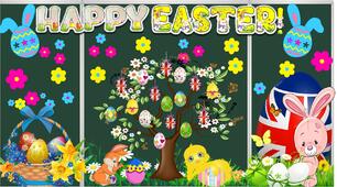 МЕГА СЕТ  HAPPY EASTER!  4 in1 ОФОРМЛЕННЯ, ФЛЕШКАРТКИ, ГРА"EASTER IN DIFFERENT COUNTRIES", ЛИСТІВКИ-РОЗФАРБОВКИ