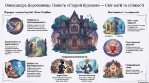 Олександра Дорожовець. Повість «Старий будинок». Світ магії та стійкості. Інфографіка.