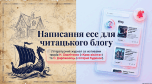 Урок розвитку мовлення №4. (ПИСЬМОВО). Написання есе для читацького блогу / літературного журналу на основі прочитаного твору.
