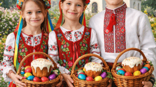 Пазл "Юні українці на Великдень" 35 елементів