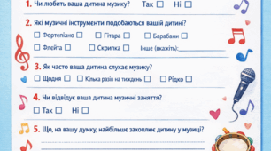 Анкетування для батьків щодо музичного розвитку дітей.