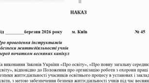 Про проведення інструктажів  з безпеки життєдіяльності учнів  перед початком весняних канікул