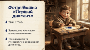 Презентація: Остап Вишня «Перший диктант» — дитинство, гумор, життєвий шлях, 6 клас НУШ