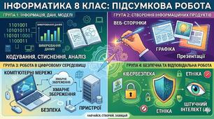 Підсумкова діагностувальна робота з інформатики за 8 клас з урахуванням груп результатів (ГР1, ГР2, ГР3, ГР4) за рік для екстернату з практичним завданням (тест + відповіді + інструкція + практичне завдання)