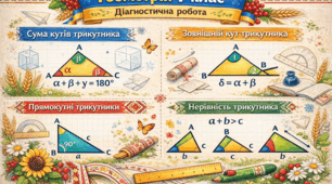 Геометрія_7_НУШ. Діагностична робота №4 «Сума кутів трикутника. Зовнішній кут трикутника. Прямокутні трикутники. Нерівність трикутника»_за групами результатів