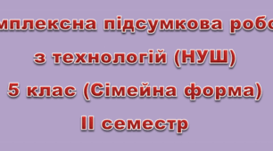 Комплексна підсумкова робота за групами результатів з технологій. 5 клас. НУШ ІІсеместр(Сімейна форма) ІІ ВАРІАНТ