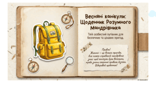 Презентація 1 "Весняні канікули: щоденник розумого мандрівника"