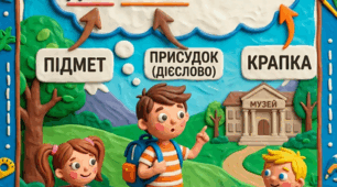 Плакат "Розповідне речення" (4 частини) для 2-го класу