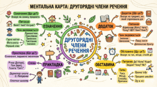 Ментальна карта " Другорядні члени речення" 5 клас