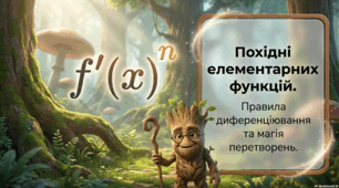 Похідні деяких елементарних функцій. Таблиця похідних. Правила диференціювання
