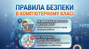 Плакат “Правила безпеки в комп’ютерному класі” (НУШ, A4/A3, готово до друку)