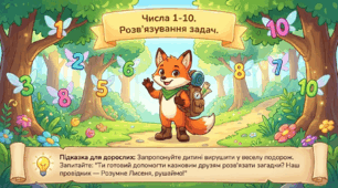 Презентація "Числа 1-10. Розв'язування задач." Логіко-математичний розвиток. Старша група.