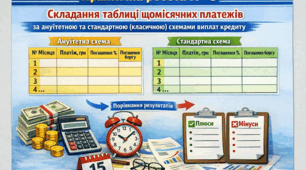 Практична робота № 6 Складання таблиці щомісячних платежів за ануїтетною та стандартною (класичною) схемами виплат кредиту