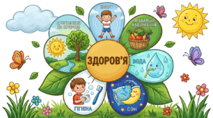 Аплікація "День здоров'я" + розмальовки