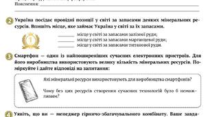 Робочий аркуш "Яку роль у розвитку країни відіграють мінеральні ресурси" ("Мінеральні ресурси")