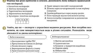 Робочий аркуш "Яка роль водних ресурсів України у господарській діяльності людини".